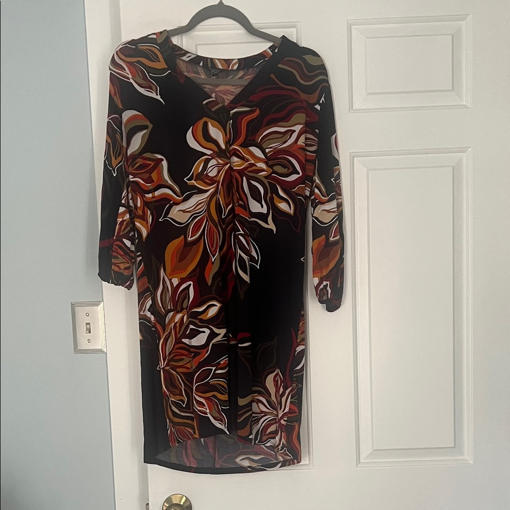 MSK Black and Multicolor Floral Midi Dress